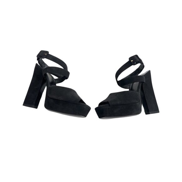 Saint Laurent suede black ankle platform heels size38